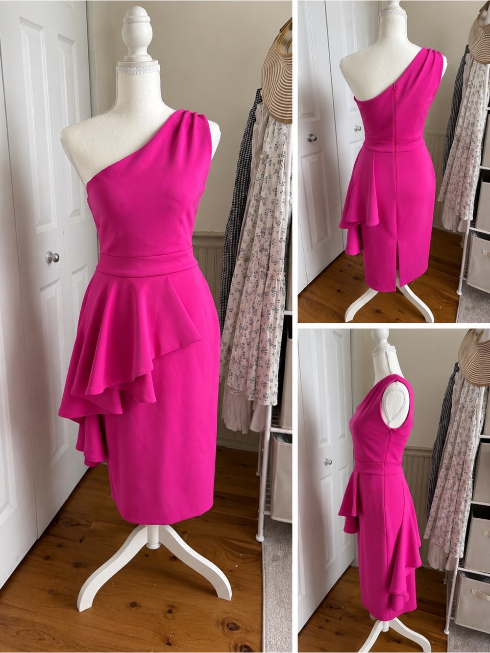 Issue New York One-Shoulder Hot Pink Ruffle Dress